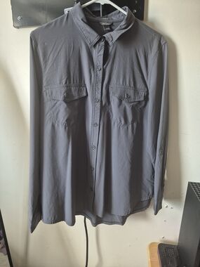 Eddie Bauer Women's Classic Fit Button-Up Shirt in Charcoal Gray